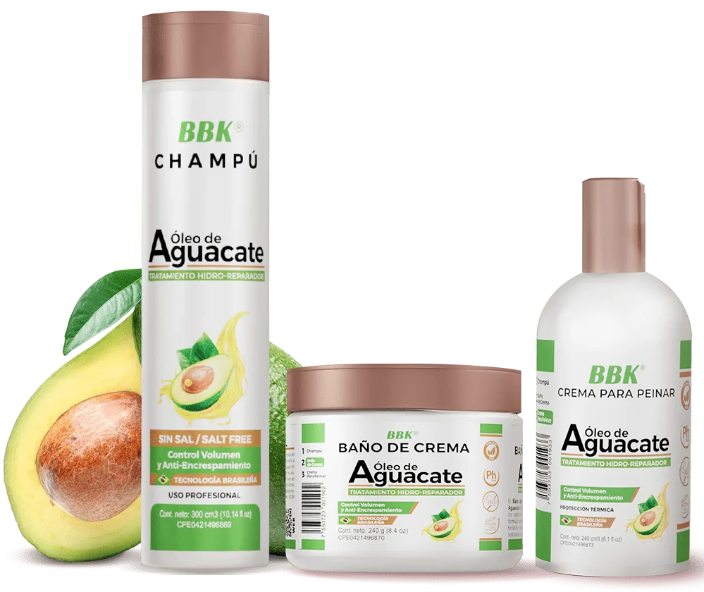 Linea de Aguacate - Champu, baño de crema y crema para peinar