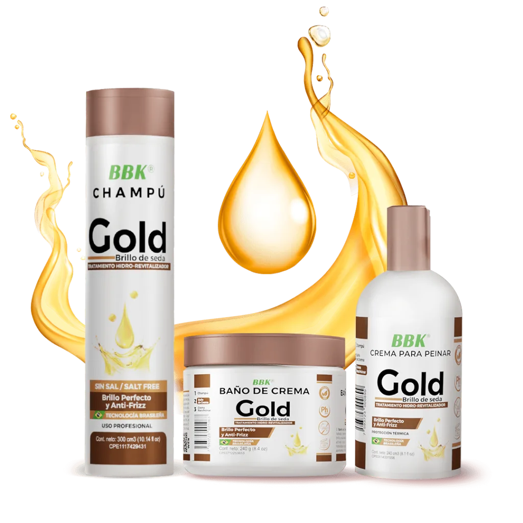 Linea de Gold - Champu, baño de crema y crema para peinar